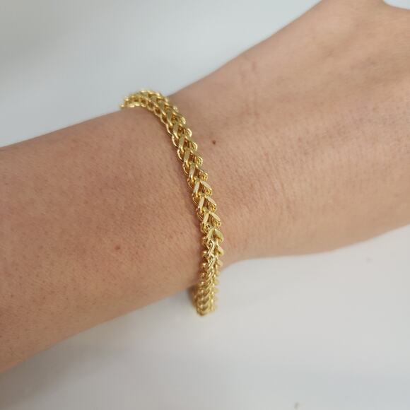 10k Yellow Gold Wheat Chain Bracelet 7.2" - Picture 6 of 7